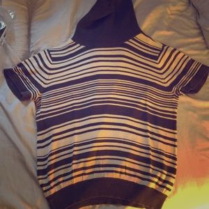 Silk gunmetal and off white short sleeve